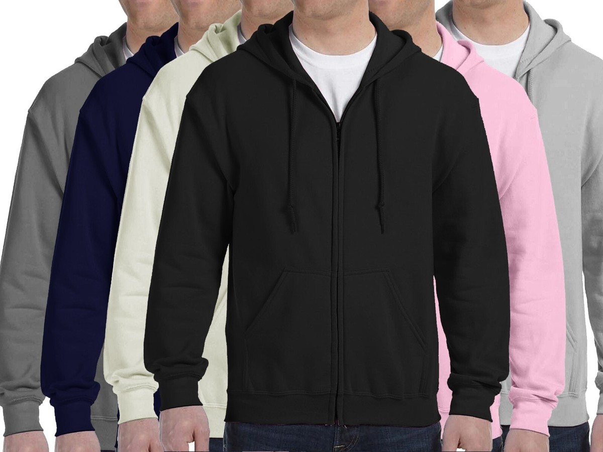Blend He Men's Long Sleeve Full Zip Hoodie — Charcoal, Fleece-Lined, Cotton-Poly Blend, Regular Fit