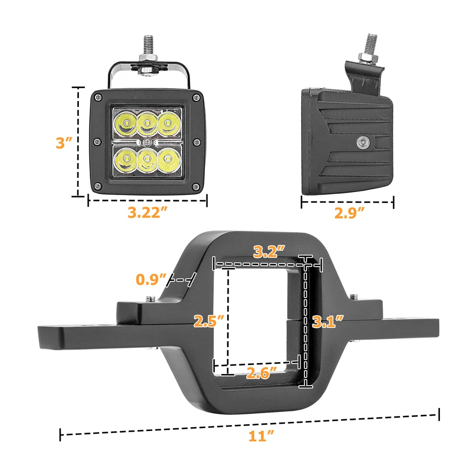 24 Вт 3 дюйма светодиодные капсулы с резервным кронштейном для крепления буксировочного устройства для Acura MDX RDX - Изображение 2 из 4