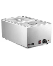 WILPREP Commercial Food Warmer Dual Well Bain Marie Countertop 12"x20" 1200W