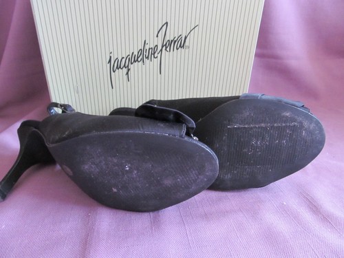 Jacqueline Ferrar Open Toe Satin Black Dress Shoes Sling Back Gems 6.5 Abigail - Picture 8 of 9