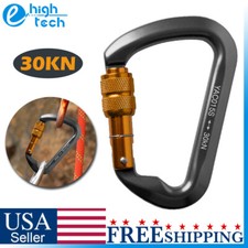 30KN Heavy Duty Aluminum Climbing Carabiner D-Ring Screw Locking Rescue Buckle