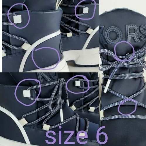 Michael michael kors cassia leather nylon ankle bootie admiral navy Mk logo - Picture 12 of 12