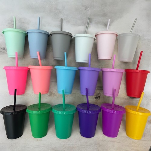 Personalised 16oz Cold Cup With Straw & Lid Starbucks Inspired Party Craft - Picture 2 of 8