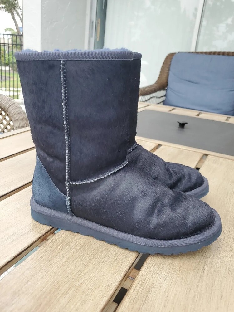 Ugg Navy Blue Calf Hair Classic Style Boots Size 5 Limited Edition Uggs