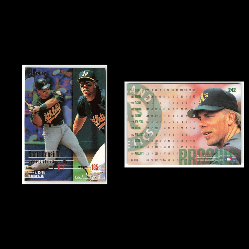 Scott Brosius #242 1995 Fleer Oakland Athletics Baseball Card MLB NM - Image 3 of 3