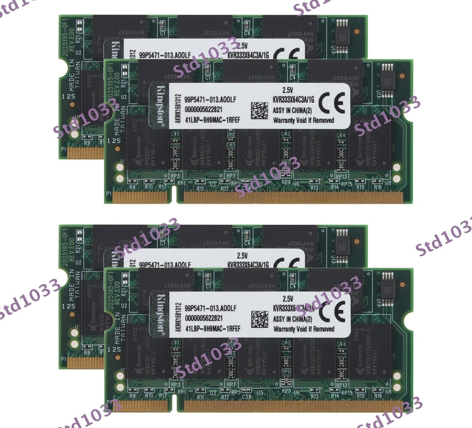 10GB (10x 1GB) Kingston RAM PC-2700.2Rx8 Laptop Memory SODIMM Intel DDR 333Mhz - Image 3 of 4