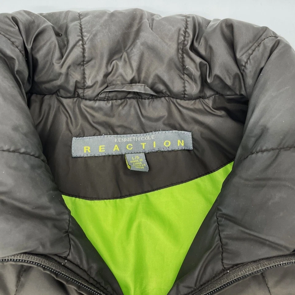 Kenneth Cole Reaction Chaleco Para Hombres Grande Plumón Puffer Chaqueta Plumas Cremallera Completa Gris Foto 3 de 4