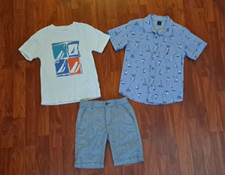 Lot of 3 Nautica Boys Sailboat Shirts Chambray Shorts Outfit Set Sz 6