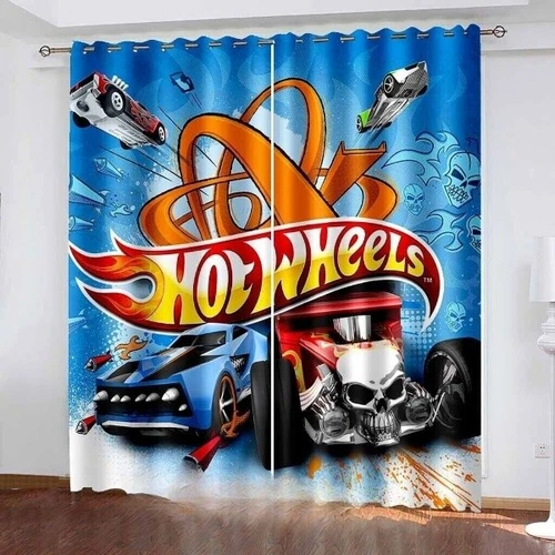 3D Hot Wheels Print Thick Blackout Bedroom Curtains Thermal Ring Top Eyelet Gift - Picture 5 of 20