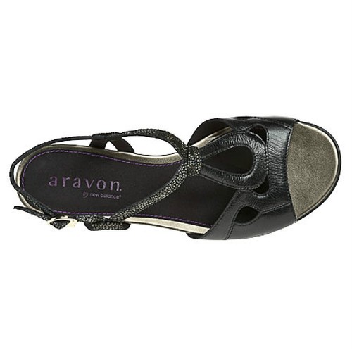 Aravon Serena AAO02BK Black Sandals Shoes 7 D - Picture 5 of 6