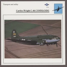 Curtiss Wright C-46 Commando Warplanes Military Aircraft Edito Service Card USA