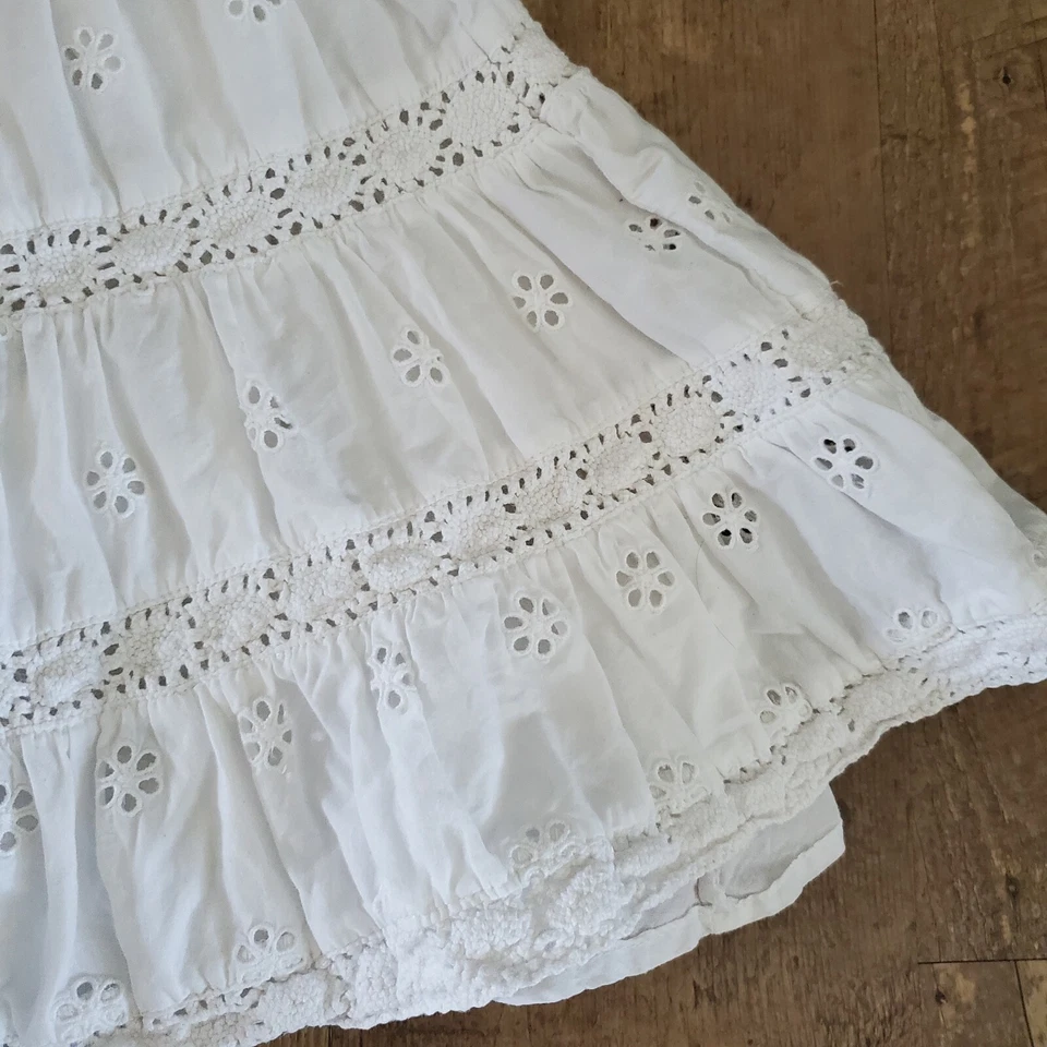 Niñas MINI PISO Talla 3-4 (funciona grande) Blanco Ojales Giratorio Falda Tirar con Cordón Foto 2 de 4