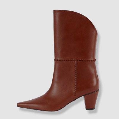 $530 Reike Nen Women's Red Point Toe Whipstitch Boot Shoes Size EU 38/US 8