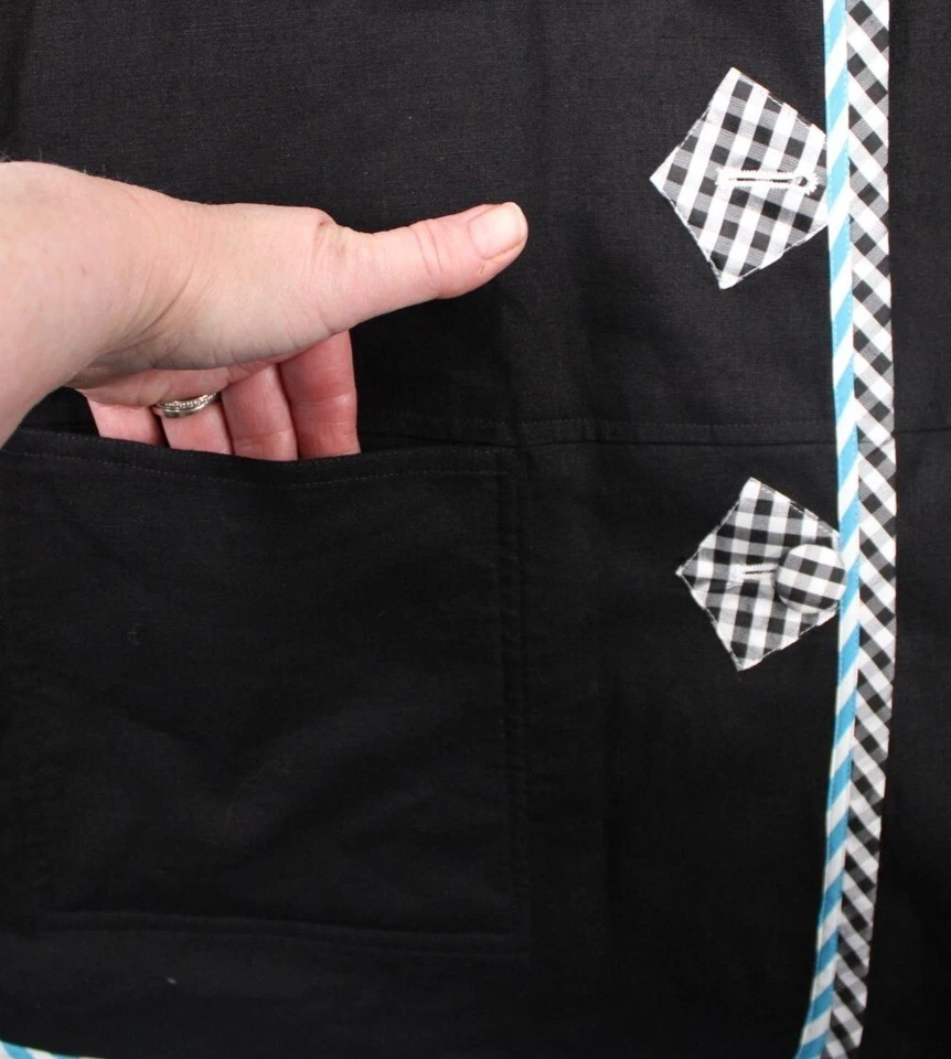 Koos Of Course Black Jacket With Multicolor Patchwork Trim & Checkered Pockets L - Image 3 of 4