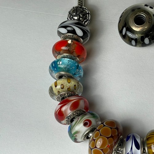 PANDORA 925 STERLING SILVER SLIDE NECKLACE 15- MORENA GLASS SLIDE NO RESERVE - Picture 4 of 6