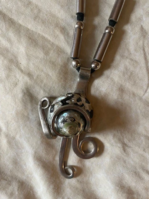 Collar artesanal concha marina - Colgante con ajuste de tenedor único hecho a mano joyería Foto 3 de 4