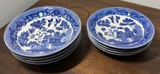 Lot Of 8 Vintage Japan Blue  White Blue Willow Transferware Bowls  SaucerBowls