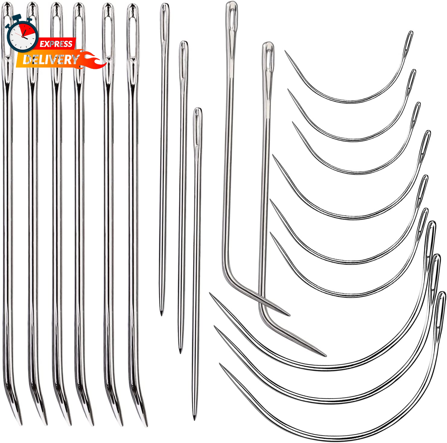 20 Heavy Duty Leather Sewing Needles Kit with Curved Needles for Crafting
