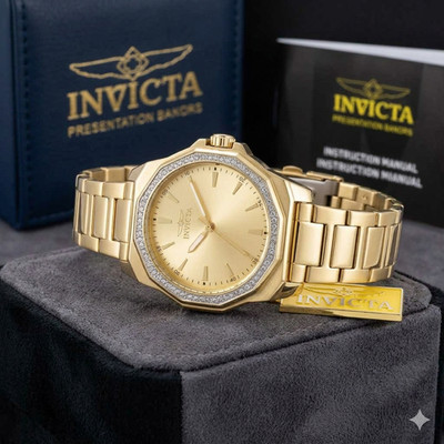 Invicta Speedway Quartz Crystal Gold Dial Ladies Watch 49113
