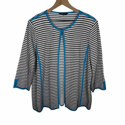 Misook Knit Sweater Jacket Cardigan Geometric Size L Office Lagenlook Multicolor