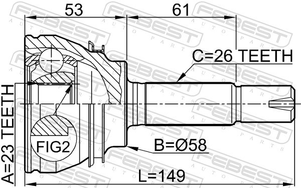 Für FEBEST 0110-054 OUTER CV JOINT 23X58X26