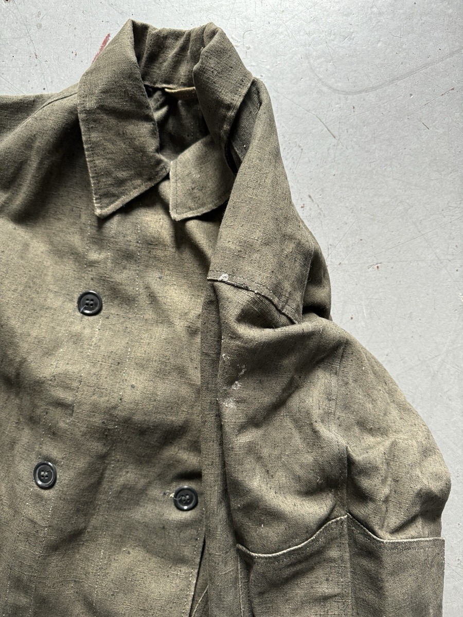 Soviet USSR vintage double breasted green workwear French work