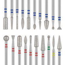 20Pcs Nail Drill Bits Set, 3/32 Inch Diamond Cuticle Nail Bits Kit for Nail Dril