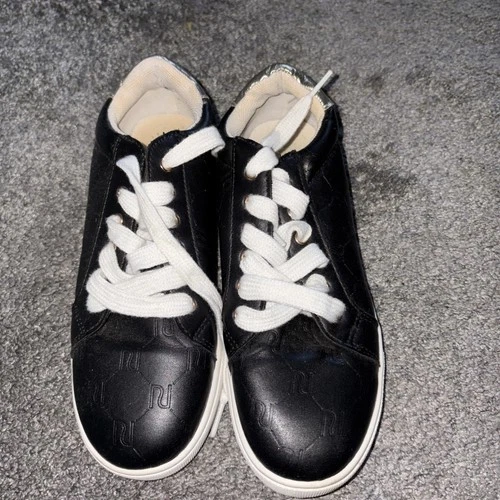 black River Island trainers size 2 / 34.5 gold/bllack