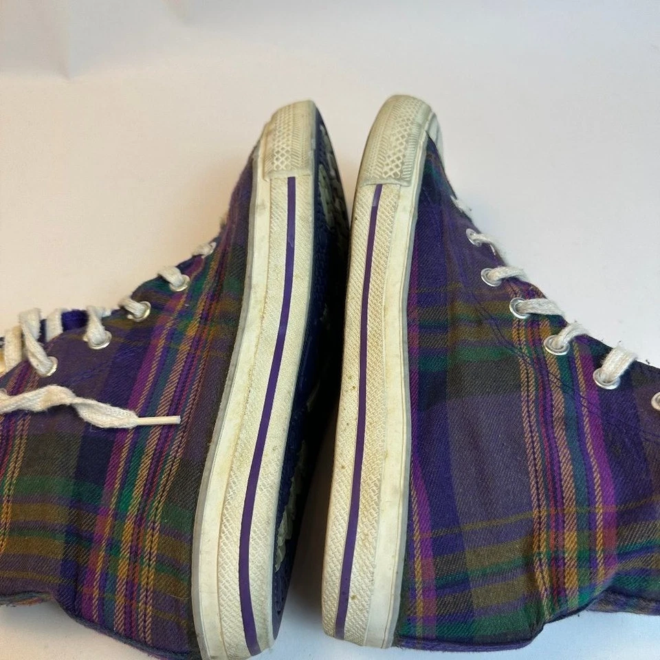 Vintage 90s Colorado Rockies MLB Major League High Tops Purple Plaid - Image 4 of 4
