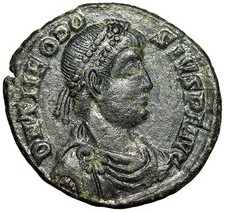 Teodosio I AE2 "Donna inginocchiata che si alza" Siscia molto fine