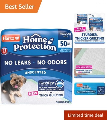 Home Protection Super Absorbent Odor Eliminating No Leaks Dog Pads, 50 Count