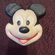 Mickey Mouse Ceramic Plaster Hand Painted Face Hanging 6x6.5x2 Disney W/hanger