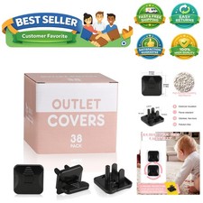 Outlet Covers 38-Pack Black Child Proof Electrical Protector Safety Improved ...