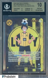 2025 ONE PIECE TCG PROMOS BVB X ONE PIECE MATCH DAY #003 MONKEY D. LUFFY BGS 10
