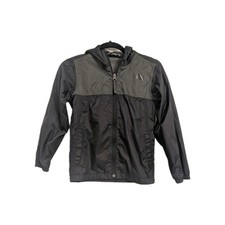 NORTH FACE Boys BLACK HyVent Rain Wind Hooded Full Zipper Jacket Sz S 7/8 0531