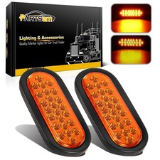Partsam 2pcs 6 inch Oval Amber LED Trailer Lights 24LED, 6" Oval Led Turn Signal