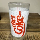 Vintage 1980s Diet Coke 12 oz White Swirl Ribbon 5.5" COCA-COLA GLASS