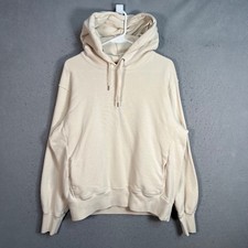 Uniqlo Mens Size Medium Ivory White Hoodie Sweatshirt Cotton Blend Pullover