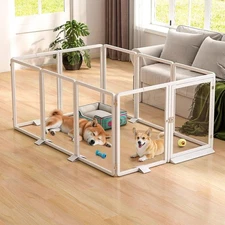 NAIZEA 26"H Clear Acrylic Dog Playpen Indoor, Puppy Cat Pet Play Pen 8 &10 Panel