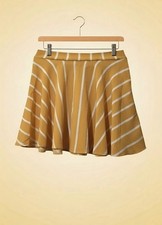 SHEIN Women's Size M, A-Line Striped Mustard Yellow Skirt