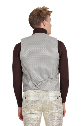 Barabas Men's Greek Key Pattern Floral Print Luxury Dress Vest 2VP3102 - 第 12/54 張圖片