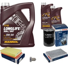 BOSCH Inspektionspaket 7 L MANNOL 5W-30 Longlife für Audi A6 4A C4 1.9 TDI