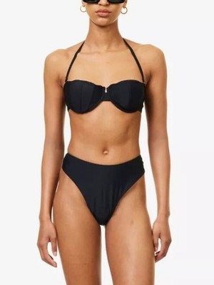 4th & Reckless Maui Balconette gepolstertes Bikini Set schwarz Größe UK 8