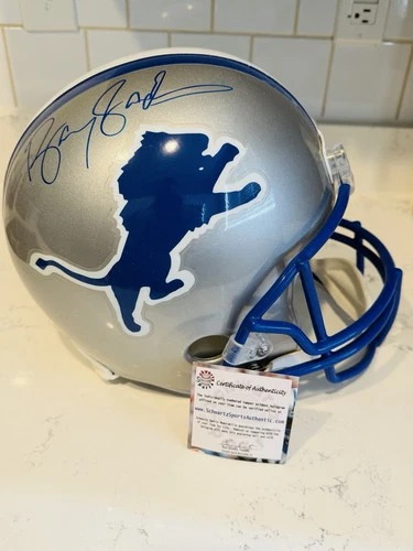 Barry Sanders Signed Detroit Lions Replica Full Size Helmet Schwartz Hologram