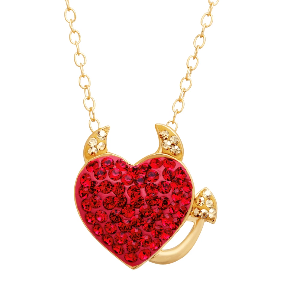 Colgante Diablo Cristalluxe con Cristales Chapado en Oro 14K Plata de Ley, 18"