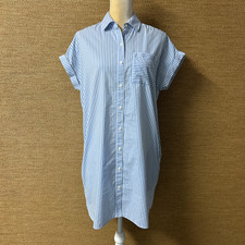 Untuckit Shirt Dress Womens S Blue White Stripe Button Up Short Sleeve Lizzy