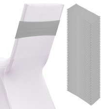50 Pcs Spandex Chair Sashes Bows with Slider Buckle, Light Gray