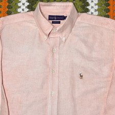 Ralph Lauren Mens Flesh Pony Shirt Yarmouth Button Down Pink Sz 16 1/2 33 Oxford