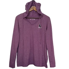 L  NWOT Women's Life Is Good Dog Purple Striped LS Hooded LITE Hooded Crusher