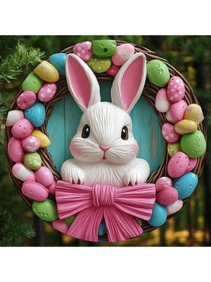 Osterhasen Kranz Türdeko buntes Ei Frühling Haustürdeko